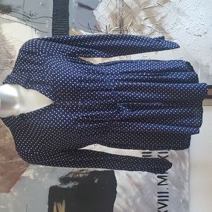 Motherhood Maternity Navy White Polka Dot Tie Waisted Blouse Women M